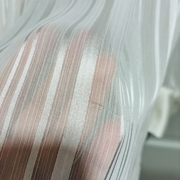 Zara Women Blouse XXL White Sheer Satin Trim Button Down Lightweight Oversized - Picture 16 of 16